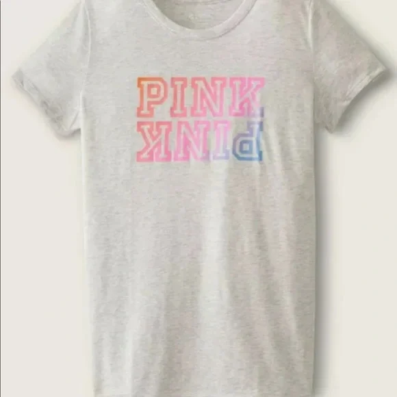 Victoria’s Secret PINK Heather Grey Pink Neon Bubble Gradient Size XL - Picture 1 of 13
